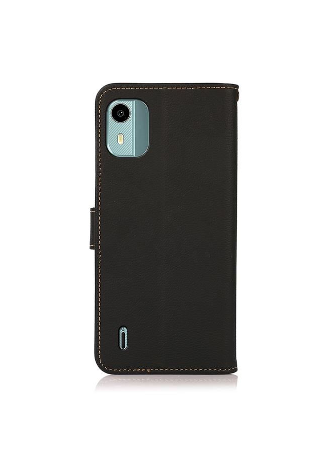 اس-توب جراب لهاتف Nokia C12 4G KHAZNEH Custer مصنوع من الجلد الأصلي بتقنية RFID - Image 3