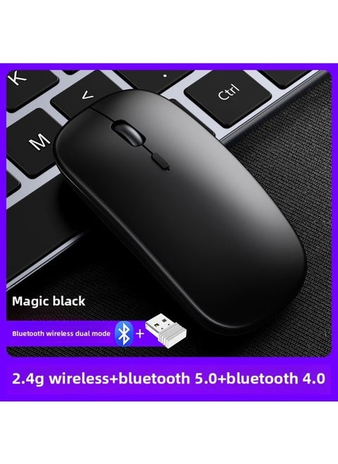 Wireless Mouse Charging Mute Bluetooth Dual-mode Office Laptop External Unlimited Mouse Smart Silent-Specification:Black Bluetooth + Wireless Dual Mode [rechargeable + Silent] + Wireless + Bluetooth 5.0