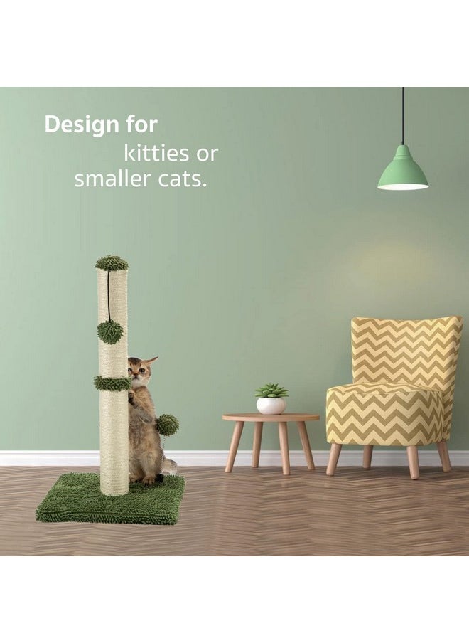 MECOOL - MECOOL Cat Scratching Post Premium Basics Kitten Scratcher Sisal Scratch Posts with Hanging Ball 22in for Kittens or Smaller Cats (22 inches for Kitten, Cactus Green) - Image 1