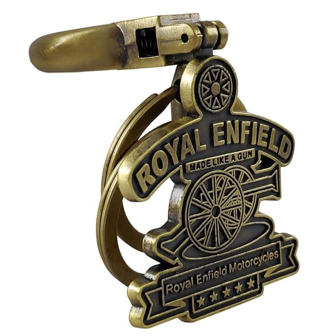 Maple Premium Leather & Metal Keychain Compatible with Royal Enfield/Bullet/Bike/Car Stylish KeyRing Hook Antique Made Like Gun for Men Women - Image 3