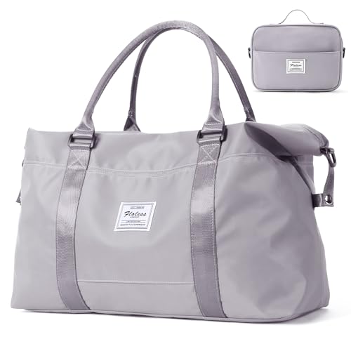 HYC00 Travel Duffel Bag with Toiletry Bag, Sports Tote Gym, Shoulder Weekender Overnight Bag for Women,Black & Brown - Image 1