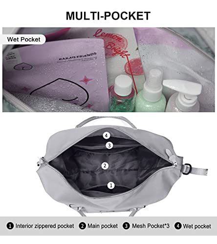HYC00 Travel Duffel Bag with Toiletry Bag, Sports Tote Gym, Shoulder Weekender Overnight Bag for Women,Black & Brown - Image 5