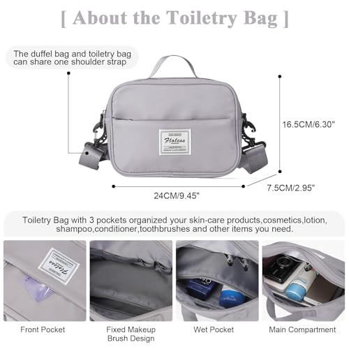 HYC00 Travel Duffel Bag with Toiletry Bag, Sports Tote Gym, Shoulder Weekender Overnight Bag for Women,Black & Brown - Image 3