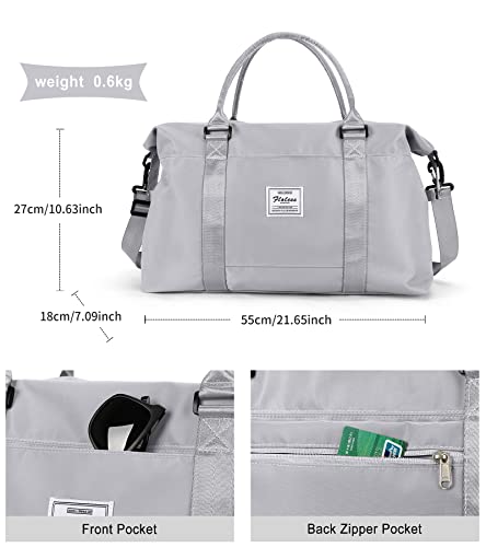 HYC00 Travel Duffel Bag with Toiletry Bag, Sports Tote Gym, Shoulder Weekender Overnight Bag for Women,Black & Brown - Image 4