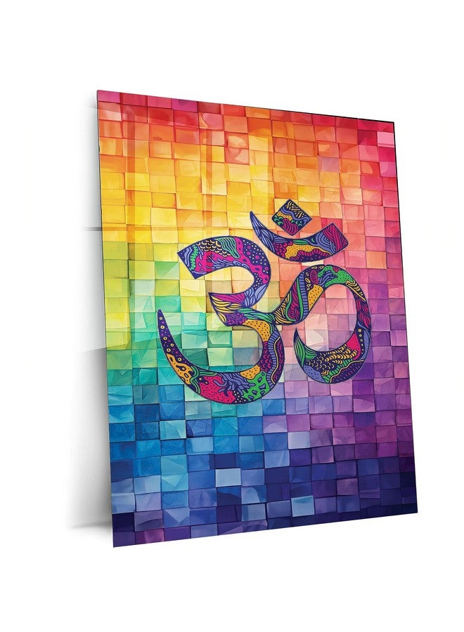 TURTLEWINGS | OM Written with Colorful Blocks Background Metal Print | HD Metal Wall Art (12 * 12 inches) - Image 1