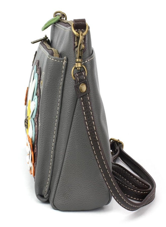 CHALA RFID Protected Vegan Leather Deluxe Crossbody Bag with Adjustable Straps, Daisy - Gray, One size - Image 3