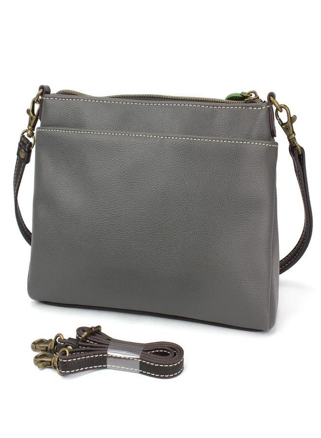CHALA RFID Protected Vegan Leather Deluxe Crossbody Bag with Adjustable Straps, Daisy - Gray, One size - Image 2