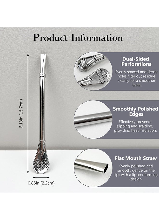 Gourd Drinking Filter Straws, 2 Pcs Reusable 304 Stainless Steel 6-Inch Straws, Suitable for Yerba Mate, Loose Leaf Tea and Coffee - Image 3