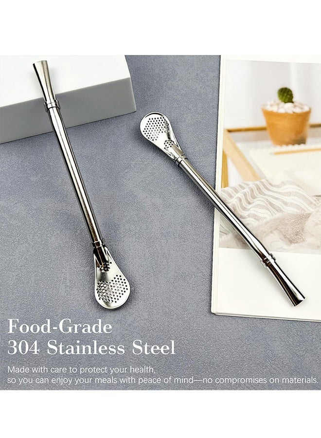 Gourd Drinking Filter Straws, 2 Pcs Reusable 304 Stainless Steel 6-Inch Straws, Suitable for Yerba Mate, Loose Leaf Tea and Coffee - Image 4