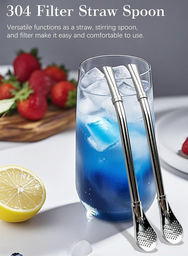 Gourd Drinking Filter Straws, 2 Pcs Reusable 304 Stainless Steel 6-Inch Straws, Suitable for Yerba Mate, Loose Leaf Tea and Coffee - Image 2
