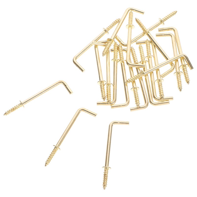 L Shaped Gold Screw Hooks 1 5 Inch Self Tapping Carbon Steel Picture Hanging Hooks For Home Storage - Image 2