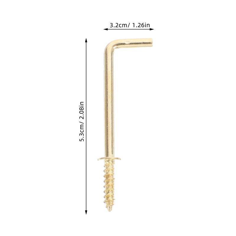 L Shaped Gold Screw Hooks 1 5 Inch Self Tapping Carbon Steel Picture Hanging Hooks For Home Storage - Image 3