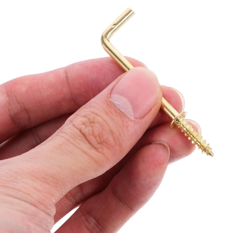 L Shaped Gold Screw Hooks 1 5 Inch Self Tapping Carbon Steel Picture Hanging Hooks For Home Storage - Image 5
