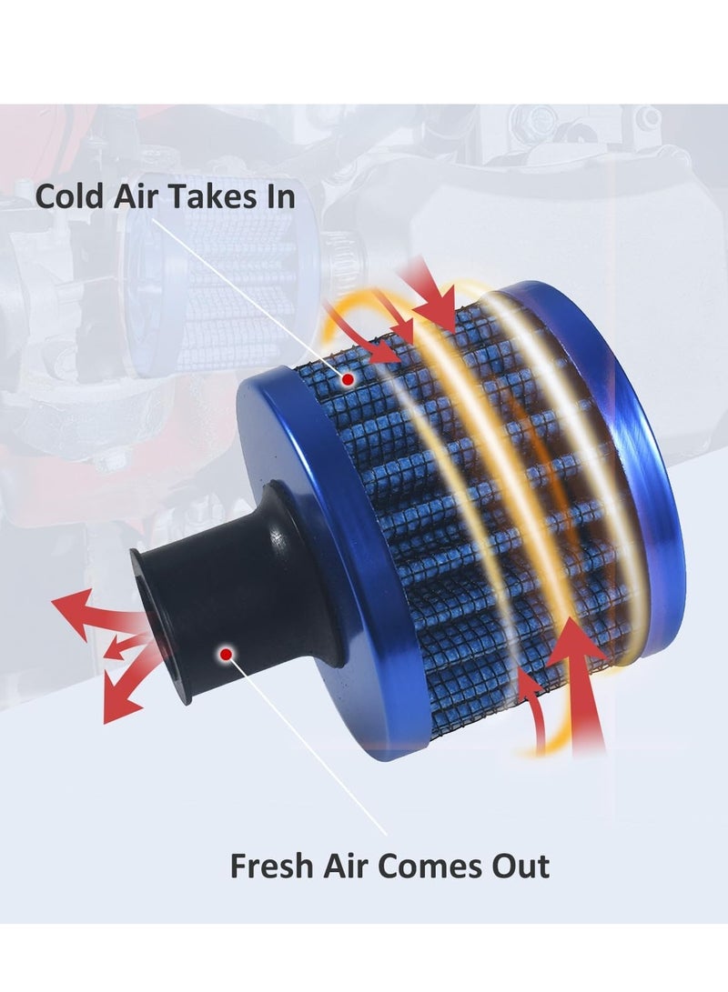 رويال فلتر سحب الهواء البارد AICARS مقاس 12 مم لسحب الهواء بفتحة تهوية توربو للدراجات النارية - قطعتان (DYT-0416) (أزرق) - Image 2