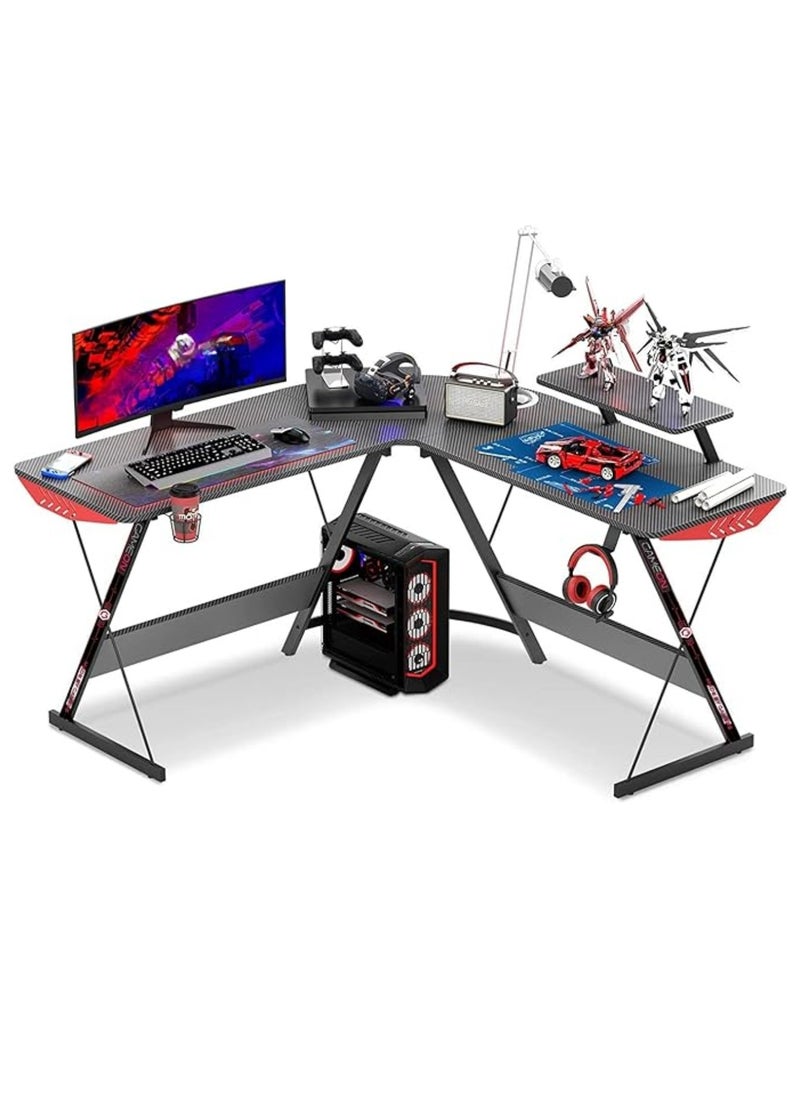 MAAS L-shaped corner computer desk, study desk, modern style, laptop table, reversible study table, easy-to-assemble bookshelf and desk corner, size 120*146*73 cm  - Image 1