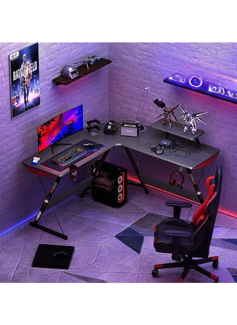 MAAS L-shaped corner computer desk, study desk, modern style, laptop table, reversible study table, easy-to-assemble bookshelf and desk corner, size 120*146*73 cm  - Image 2
