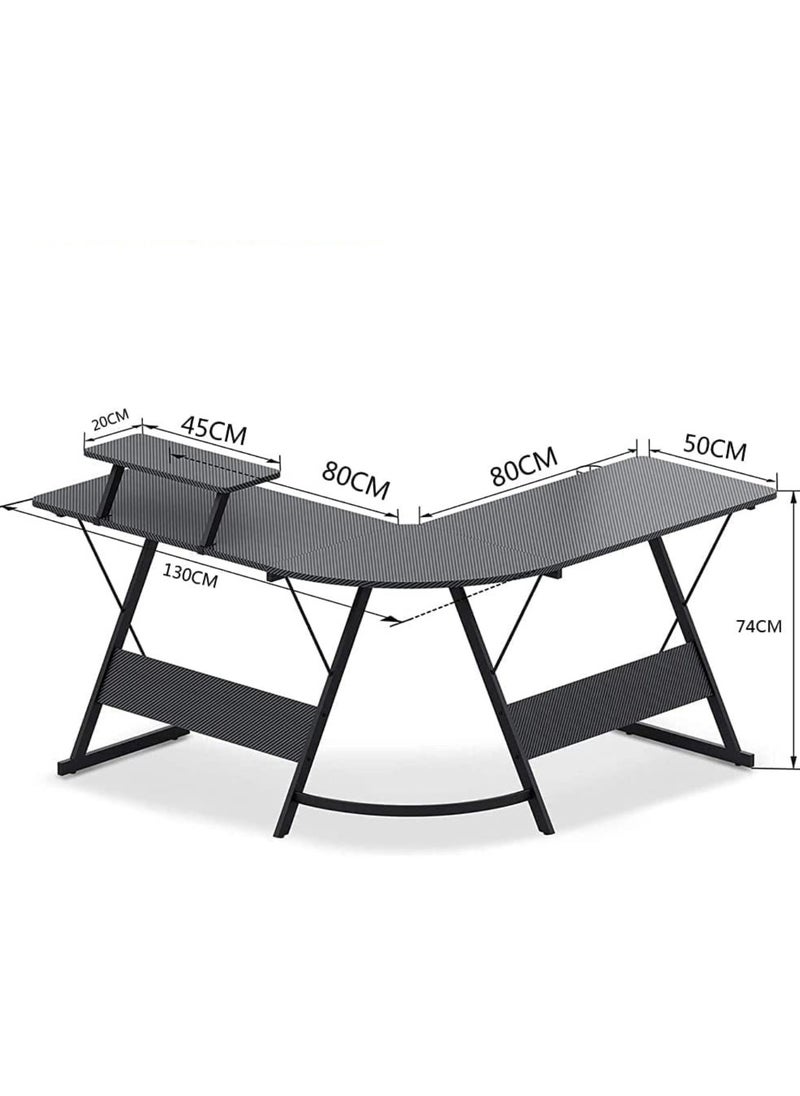 MAAS L-shaped corner computer desk, study desk, modern style, laptop table, reversible study table, easy-to-assemble bookshelf and desk corner, size 120*146*73 cm  - Image 3