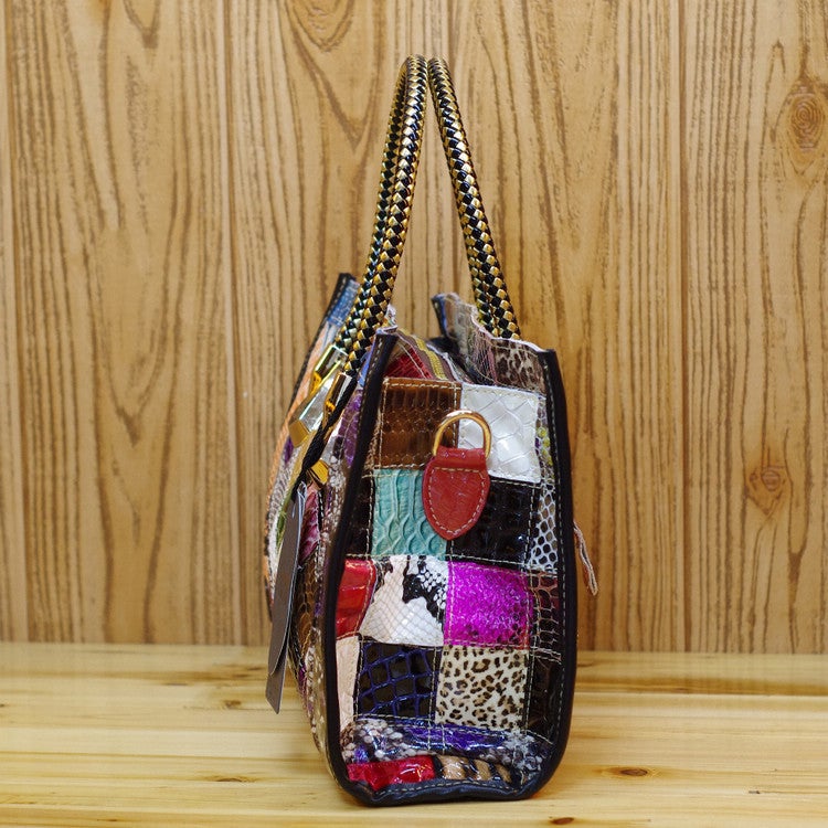 Genuine Leather Women'S Handbag Trendy Bag Cowhide Snake Pattern Sequins Handmade Women'S Bag Crossbody Handbag - Image 3
