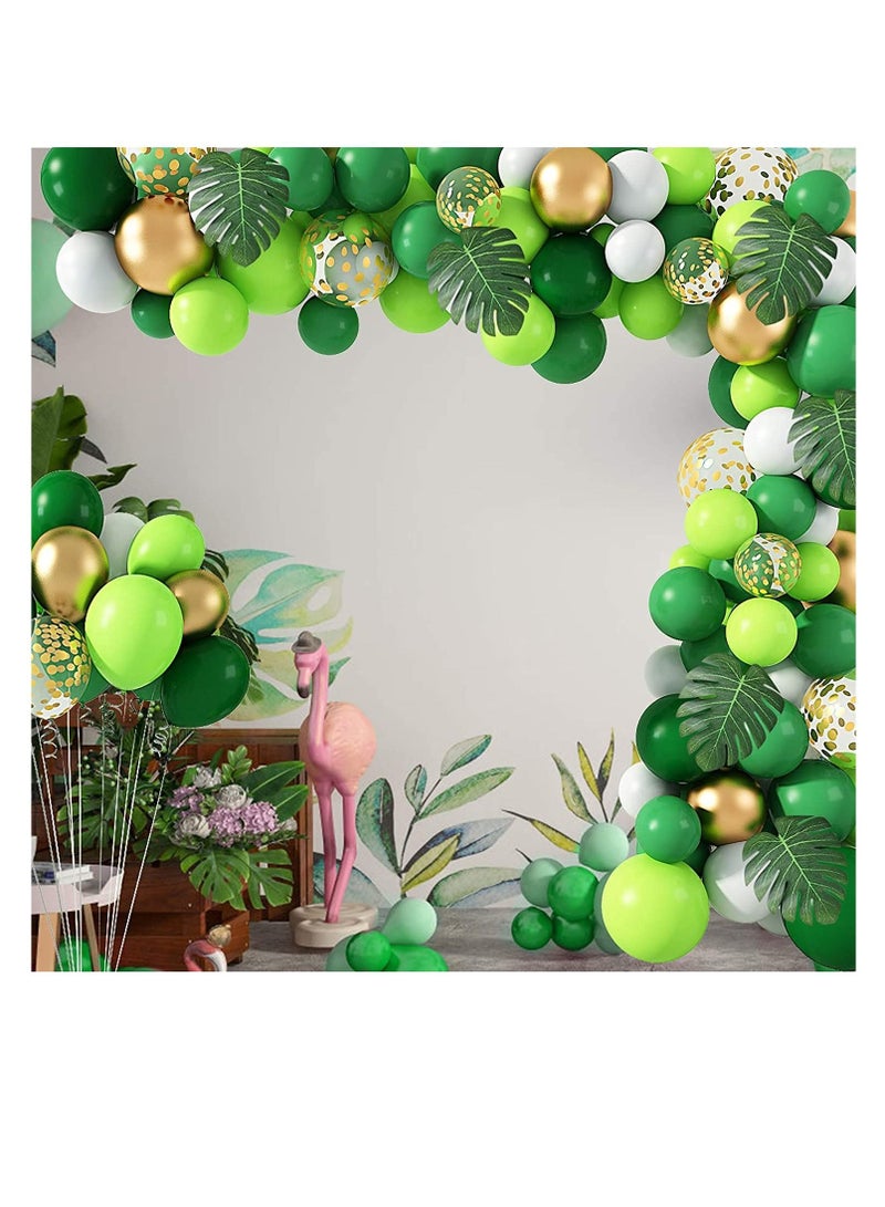 Excefore Jungle Party Balloons Garland Arch Kit, 135Pcs Gold Lime Green with Artificial Tropical Palm Leaves for Dinosaur Safari Decorations Birthday Supplies, Hawaiian Decor - Image 4
