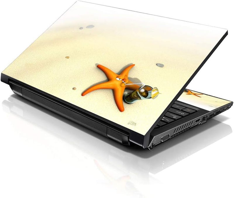 LSS Laptop 17-17.3" Skin Cover with Colorful Star Fish Pattern for HP Dell Lenovo Apple Asus Acer Compaq - Fits 16.5" 17" 17.3" 18.4" 19" (2 Wrist Pads Free) - Image 1