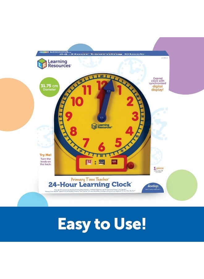 ليرننج ريسورسز موارد التعلم ساعة المعلم الأمامية للفصل الدراسي على مدار 24 ساعة، تعلم معرفة الوقت باستخدام عقارب ملونة وشاشة رقمية، مورد للفصل الدراسي، للأعمار من 3 سنوات فما فوق - Image 4