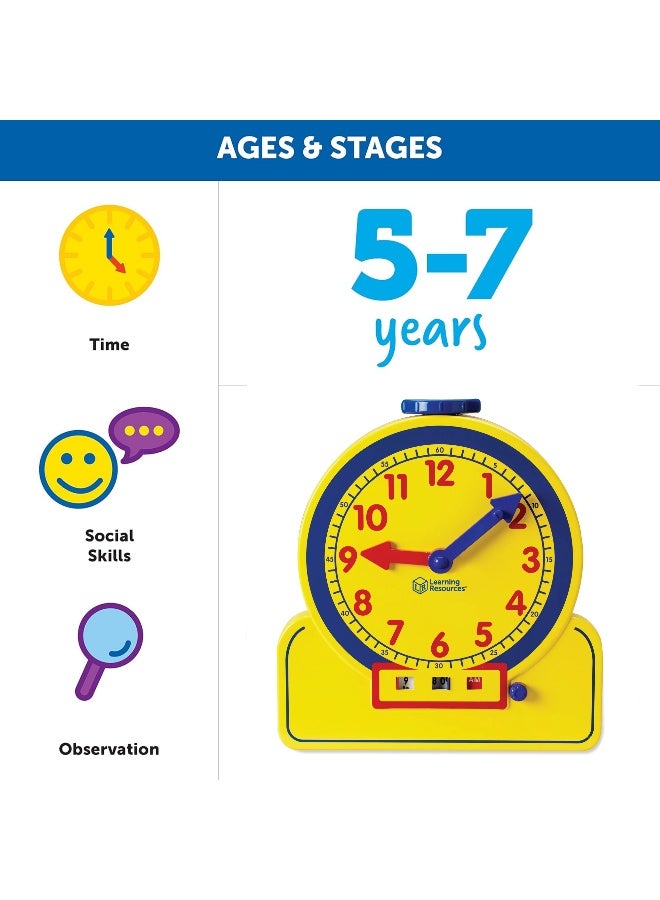 ليرننج ريسورسز موارد التعلم ساعة المعلم الأمامية للفصل الدراسي على مدار 24 ساعة، تعلم معرفة الوقت باستخدام عقارب ملونة وشاشة رقمية، مورد للفصل الدراسي، للأعمار من 3 سنوات فما فوق - Image 5