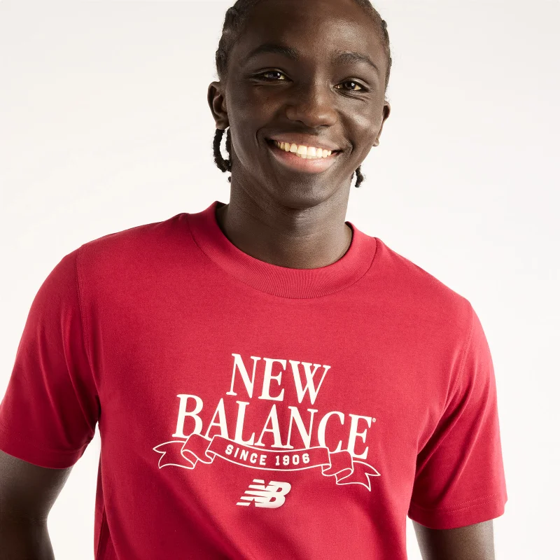 New Balance Podium Red Men's Linear Ribbon Relaxed T-Shirt for Men | Best Price UAE