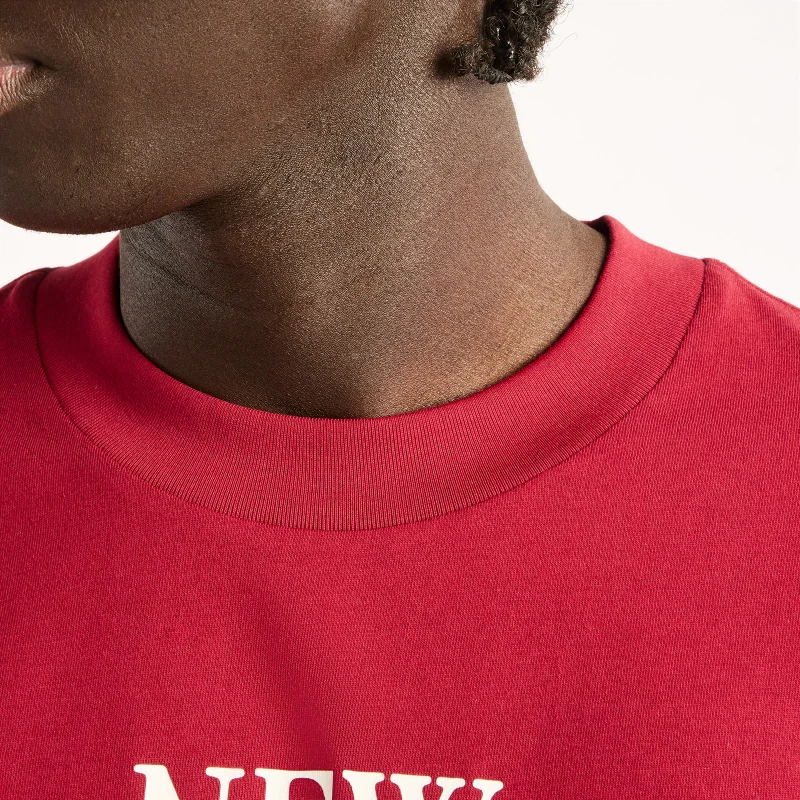 New Balance Podium Red Men's Linear Ribbon Relaxed T-Shirt for Men | Best Price UAE
