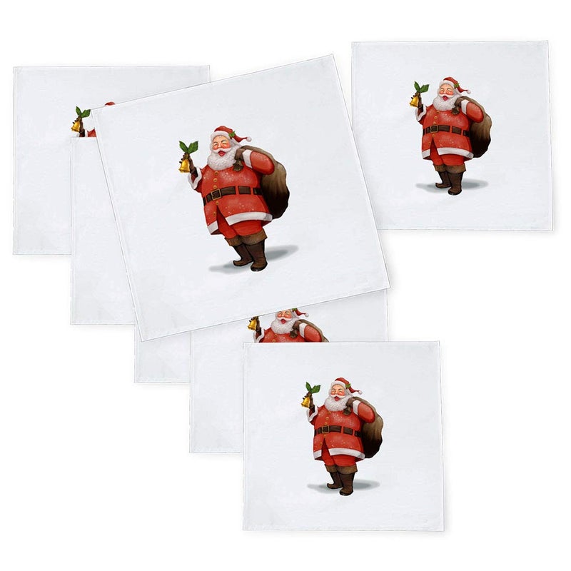 Khakee 6 Pcs Christmas Theme Tafta Silk Table Napkins 10x 10 for Xmas Decoration Christmas OrnamentsChristmas Gift npxmas187P - Image 1