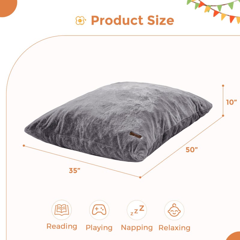 MAXYOYO 3 in 1 Kids Bean Bag Chair Bed, Child Floor Sofa for Gaming, Reading, Faux Fur Floor Mattress with High-Density Foam Filling for Living Room Bedroom - Image 2