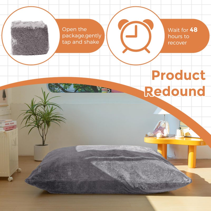 MAXYOYO 3 in 1 Kids Bean Bag Chair Bed, Child Floor Sofa for Gaming, Reading, Faux Fur Floor Mattress with High-Density Foam Filling for Living Room Bedroom - Image 5