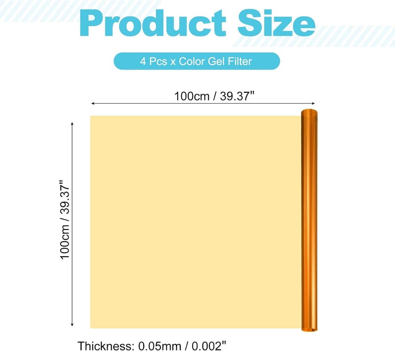 MECCANIXITY Lighting Gel Filter 39.4x39.4 Inch Orange 85A Color Correction Sheet for Photo Studio Red Head Light, Pack of 4 - Image 2