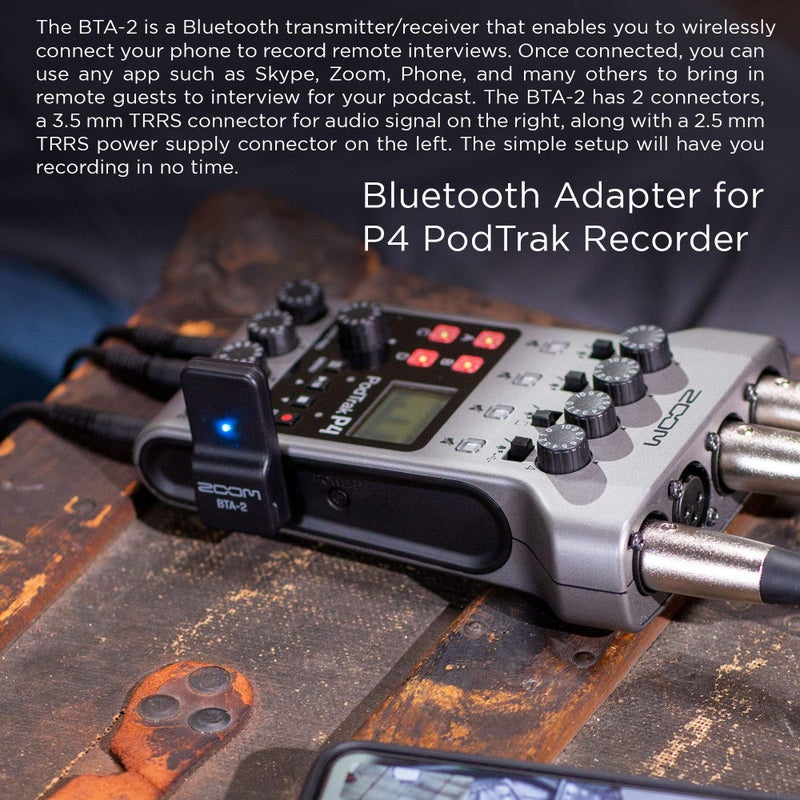 ZOOM Zoom BTA-2 Bluetooth Adapter for PodTrak P4 and PodTrak P8, wirelessly connect phone to record remote interviews, Black, Small - Image 2