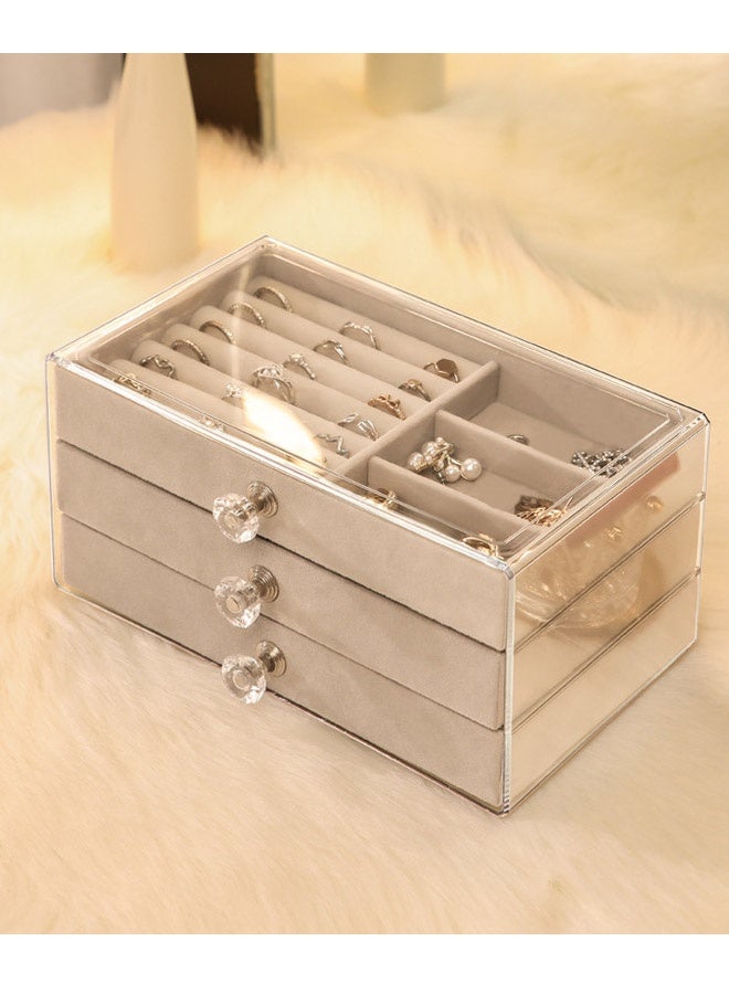 صناديق تخزين المجوهرات متعددة الوظائف والمنظمات للنساء الفتيات المخملية فلنلت الأقراط والخواتم والقلائد والأساور وصينية المجوهرات وحقيبة تخزين