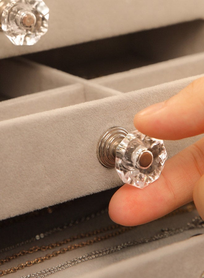 صناديق تخزين المجوهرات متعددة الوظائف والمنظمات للنساء الفتيات المخملية فلنلت الأقراط والخواتم والقلائد والأساور وصينية المجوهرات وحقيبة تخزين