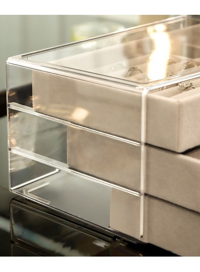 صناديق تخزين المجوهرات متعددة الوظائف والمنظمات للنساء الفتيات المخملية فلنلت الأقراط والخواتم والقلائد والأساور وصينية المجوهرات وحقيبة تخزين