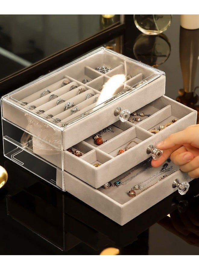 DUNISO - Multi-functional Jewelry Storage Boxes And Organizers for Women Girls Velvet Flannelette Earrings Rings Necklace Bracelets Jewelry Tray Storage Case - Image 1