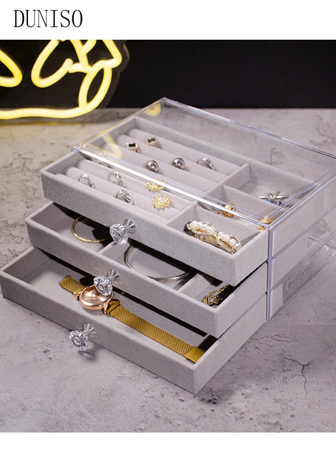 DUNISO - Multi-functional Jewelry Storage Boxes And Organizers for Women Girls Velvet Flannelette Earrings Rings Necklace Bracelets Jewelry Tray Storage Case - Image 1