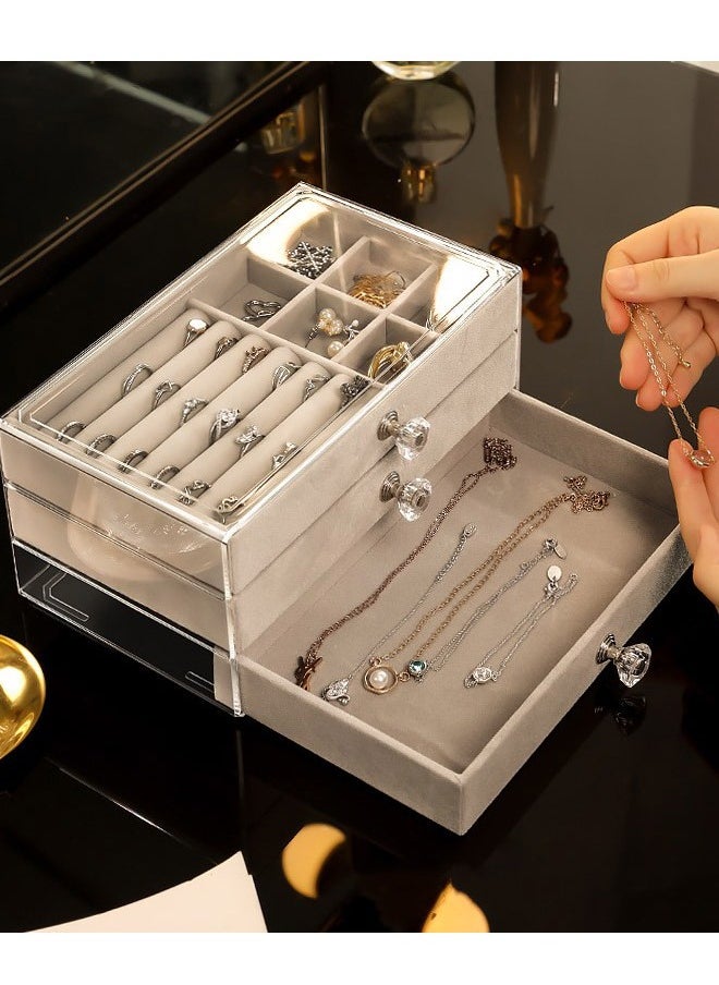 DUNISO - Multi-functional Jewelry Storage Boxes And Organizers for Women Girls Velvet Flannelette Earrings Rings Necklace Bracelets Jewelry Tray Storage Case - Image 1