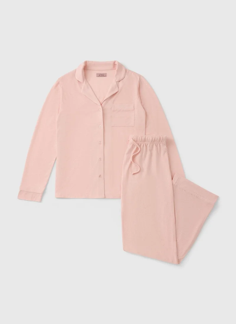 Matalan Pink Long Sleeve Sparkle Pyjama Set