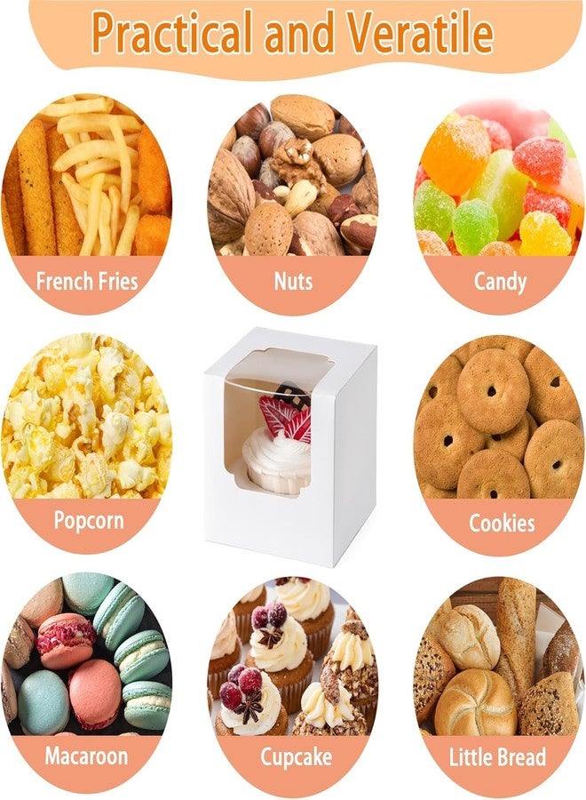 Alpha Basics Pack of 25 White 3x3x4 Cupcake Box with Window with Insert Smally Bakery Packaging Box - Image 4