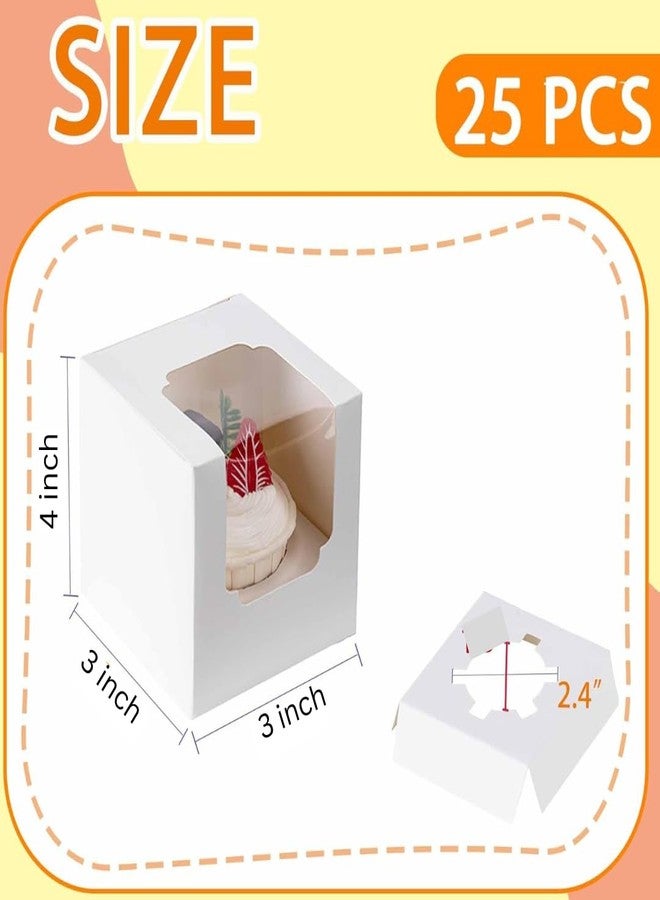 Alpha Basics Pack of 25 White 3x3x4 Cupcake Box with Window with Insert Smally Bakery Packaging Box - Image 2