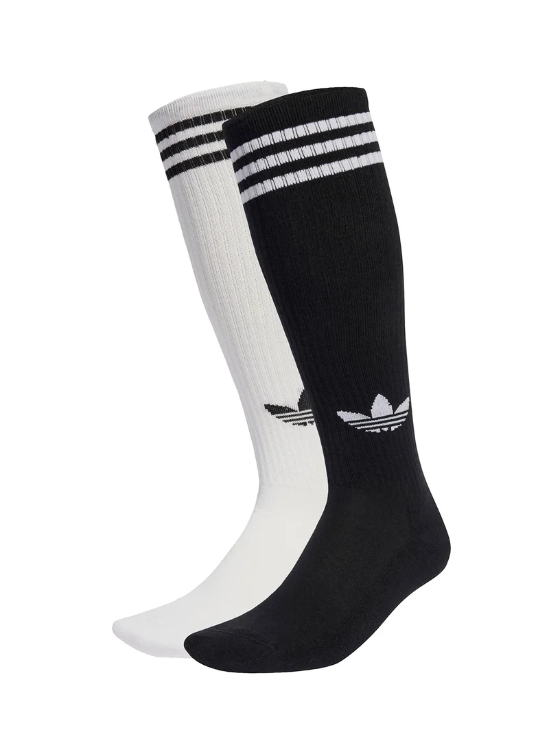 adidas Originals 2 Pack 3-Stripe Knee Socks