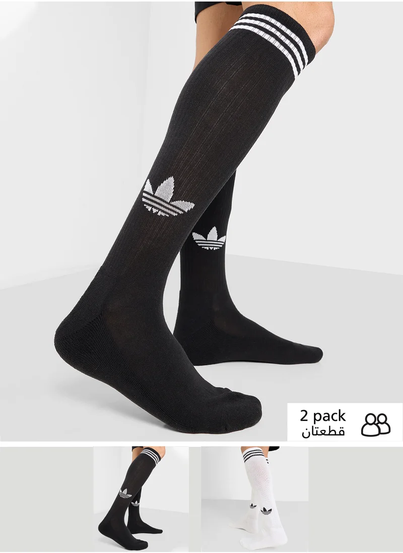 اديداس اوريجينالز 2 Pack 3-Stripe Knee Socks