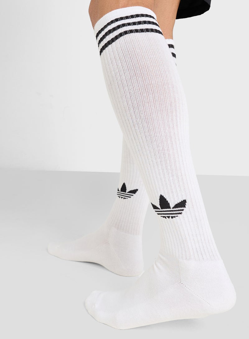 adidas Originals 2 Pack 3-Stripe Knee Socks  - Image 5