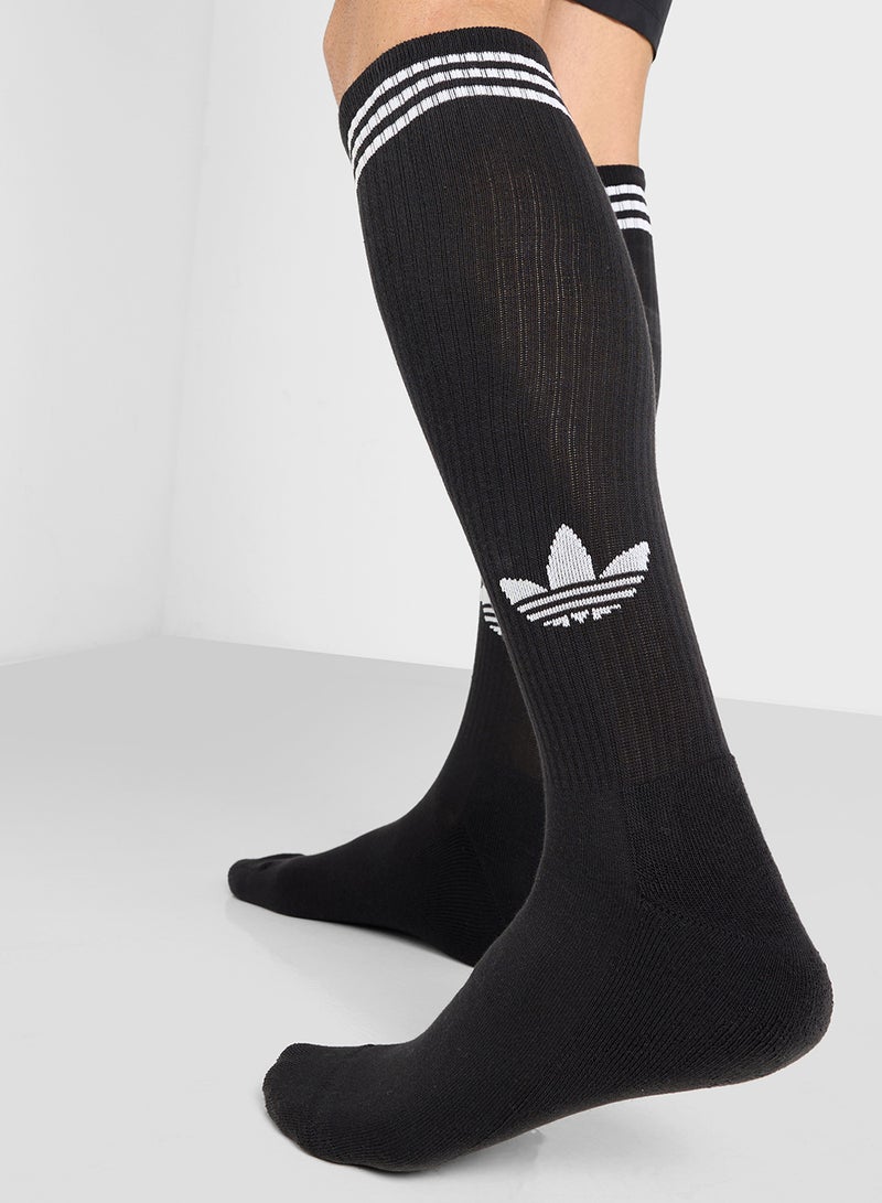 adidas Originals 2 Pack 3-Stripe Knee Socks  - Image 3
