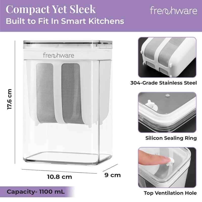 FrenchWare Hung Curd Strainer Box, 1100ml, Greek Yogurt Maker with Fine Mesh, Stainless Steel Curd Strainer with Lid, Multifunctional Yoghurt Filter, Curd Maker for Home, Whey Separator - Image 3