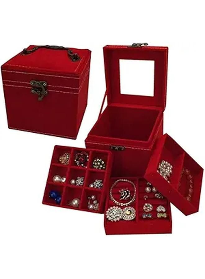 Jewelry Boxes With Retro Handle Travel Portable Jewelry Organizer Holder Jewelry Organizer Box Desktop Storage (Color : Jewelry Box I)  - Image 1
