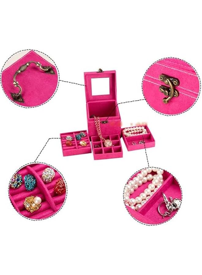Jewelry Boxes With Retro Handle Travel Portable Jewelry Organizer Holder Jewelry Organizer Box Desktop Storage (Color : Jewelry Box I)  - Image 3