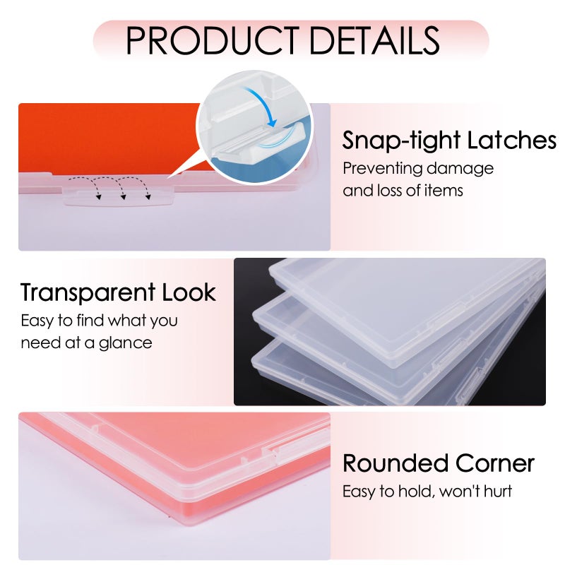 FAAYUCK 6 Pack Photo Storage Box, Fits 8" x 10" Photo, Large Plastic Scrapbook Paper Storage with Snap-Tight Latch, Photo Organizer for Protecting Photos, Crafts, Scrapbooks, Office Supplies, A4 Files - Image 3